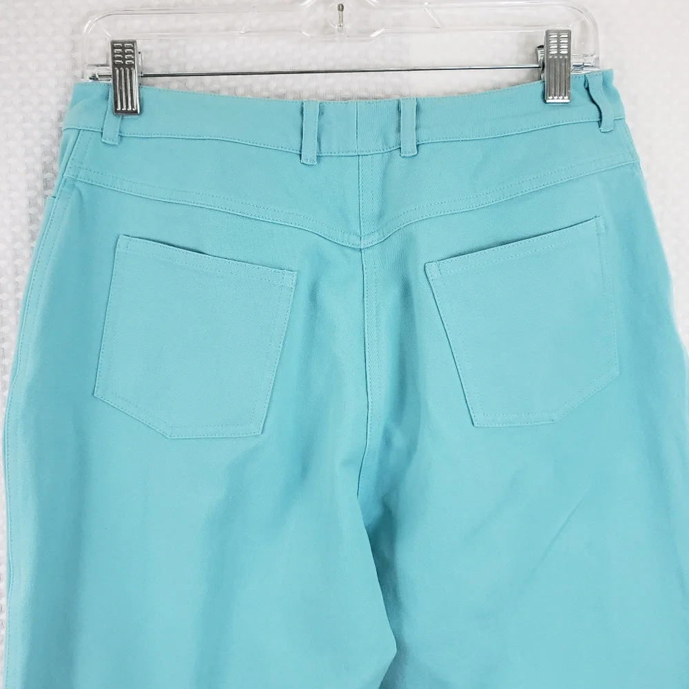 St John Sport by Marie Gray Crop Jeans Aqua Blue size 10 Stretch